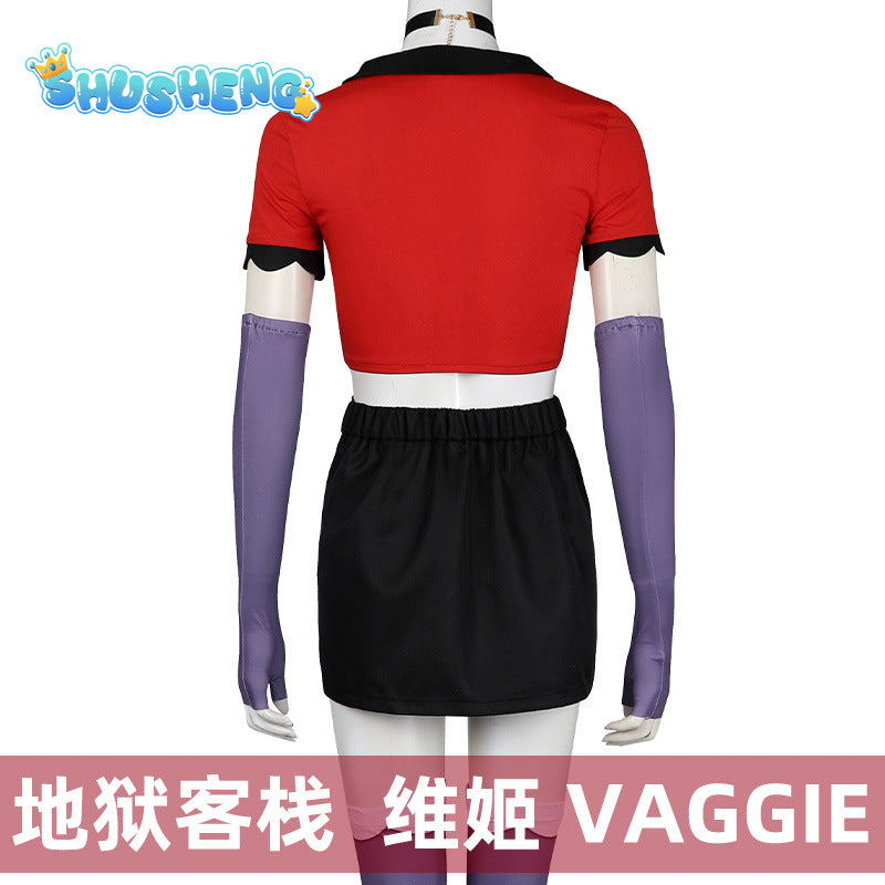 Anime Charlie Morningstar Vaggie Cosplay Hazbin Cos Hotel Fantasia Costume Disguise Adult Women Uniform dress Halloween Suit