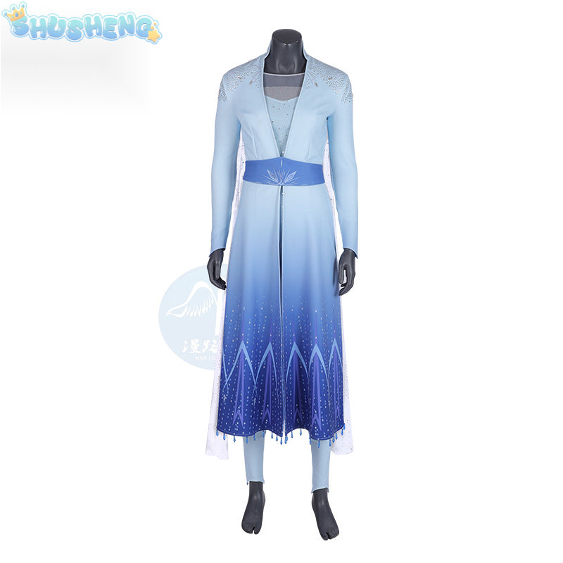 New Cosplay Snow Queen Adult Elsa Dress Costume Halloween Cosplay Elsa Anna Costume Princess Ice Queen Outfit Full Sets