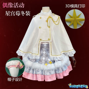 Anime Hoshimiya Ichigo Aikatsu Cosplay Costume Party Loverly Winter Autumn Cloak Hat Socks Dress Halloween Set Girl Uniform
