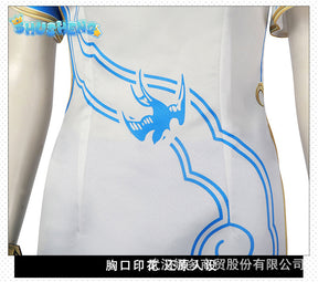 Chun Li Street Fighter 6 Cosplay Costume Blue Chun Li Dress with Accessories Full Set and Individual Items Are Sold