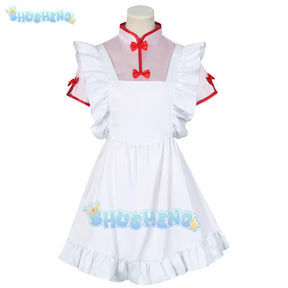 Anime Ranma 1/2 Shampoo Cosplay Costume Wig Dress Maid Uniform Cheongsam Headwear Ranma Saotome Halloween Party Women Girls Prop
