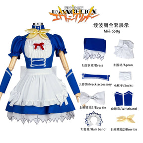 Anime EVA Asuka Langley Soryu Ayanami Rei Cosplay Costume Halloween Party Sweet Maid Uniform Dress Socks Headwear Prop Woman Set