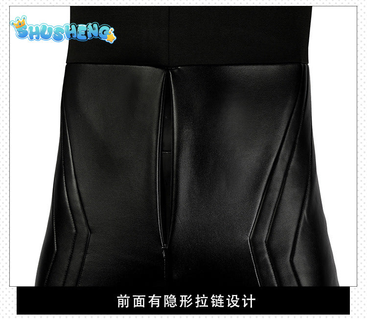 Michael Keaton Superhero Bat Bruce Wayne Cosplay Costume Hero Armor Outfit With Cowl Black Leather Jumpsuit Boots Halloween Suit