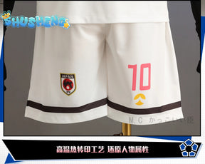 Anime Blue Lock Sae Itoshi Cosplay Costume Wig White Uniform Japan U-20 Team Football Jersey No.10 Sportswear Gloves Men Women