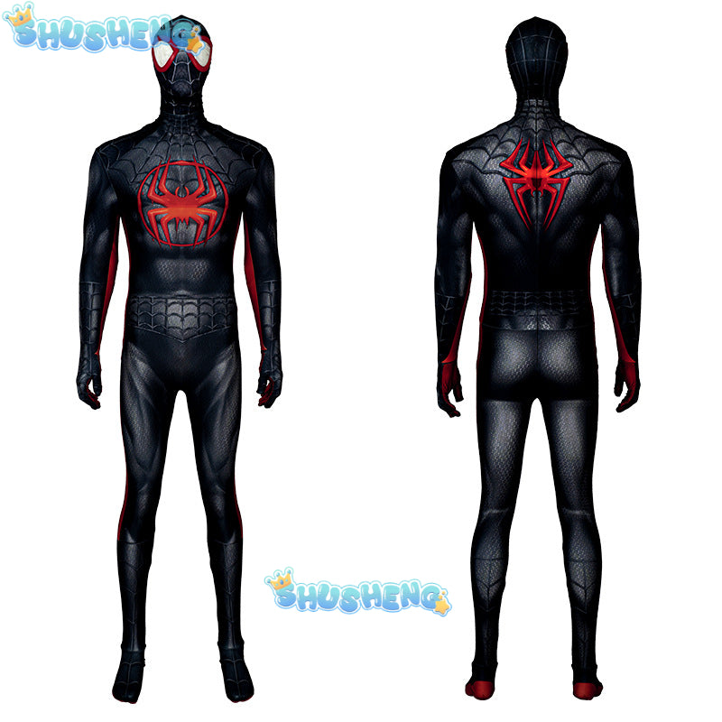 Superhero Miles Morales Cosplay Costume Jumpsuits Halloween Adult Kids Bodysuit Coat Party