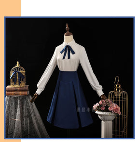 Fate/stay Night Artoria Pendragon Saber Cosplay Dress Daily Suit Outfits Japanese Jiakei Dresses Games Role-play Wig Prop Suits