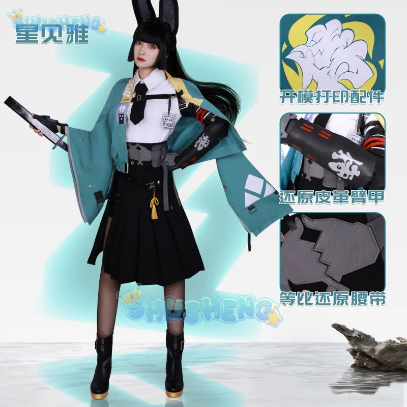 Hoshimi Miyabi Cosplay Anime Costume Game Zenless Zone Zero Section 6 Miyabi Wig Lovely Uniform Skirt Woman Kawaii Carnival Suit