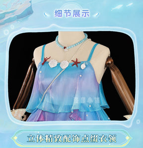 Honor of Kings Dolia Cosplay Wig 80cm Long New Heroine Mermaid Doria Blue Cosplay Anime Heat Resistant Synthetic Wigs