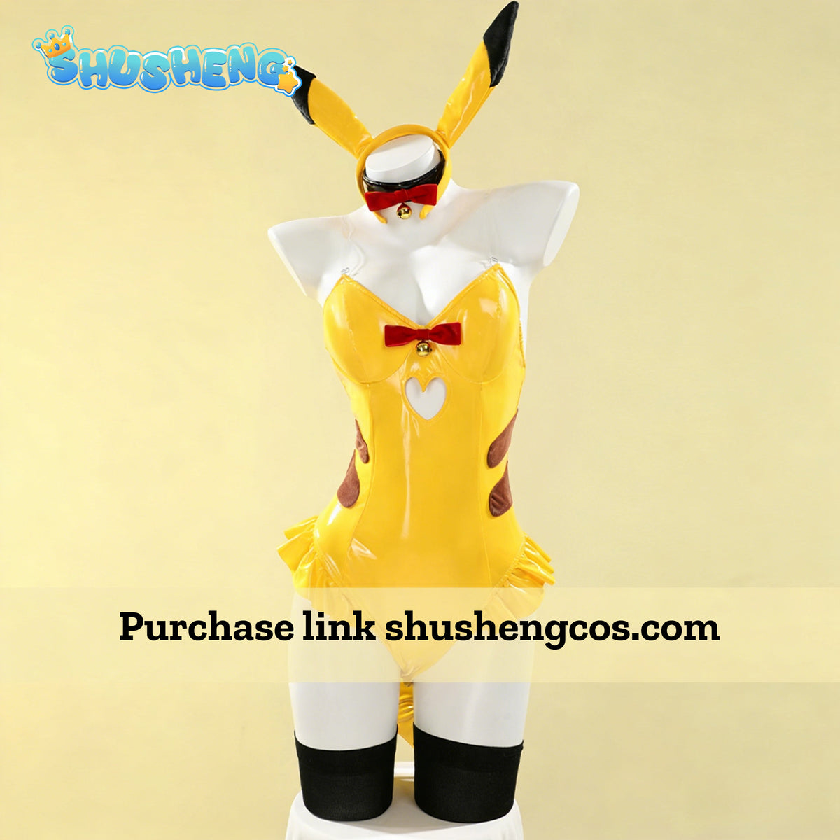Cosplay Series: Pokemon- Pikachu doujin cute bunny girl Cosplay sexy PU bodycon dress Costume full set Shushengcos S-XL