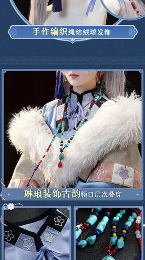 Frieren: Beyond Journey's End Frieren Cosplay Tianshan Snow Costume Halloween Party Sweet Chinese Uniform Dress Prop Wig Set