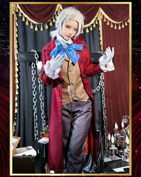 Identity V Anime Game Frederick Kreiburg Cosplay Costume Composer Wig Tailcoat Uniform Coat Adult Man Halloween Carnival Suits