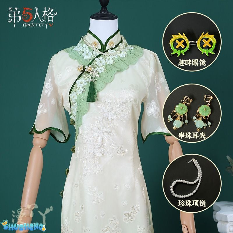 Identity V Emma Woods Cosplay Costume Gardener Hat Bag Outfit Cos Clothing Full Set West Lake Cheongsam Role Play