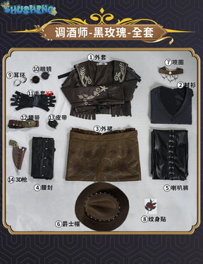 Game Identity V Barmaid Demi Bourbon Cosplay Costume Black Rose Cowgirl Cosplay Suit Halloween Carnival Uniforms Custom Made