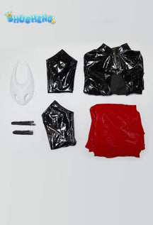 Hollow Knight: Silksong Red & Black Hornet OC Halloween & Christmas Costume PU Leather Cape Jumpsuit Cosplay Costume full set S-XL Shusheng