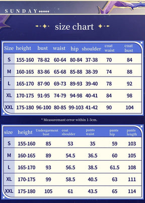 Shusheng Honkai: Star Rail Sunday Cosplay Costume Uniform Halloween Carnival Party Christmas Play Role Clothes Clothing for Men