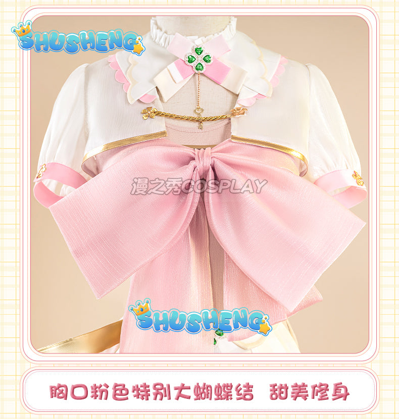 Cosplay Game VTuber Ace Taffy Cosplay Costume Wig YouTuber Ace Taffy Pink Dress Headwear Gloves Stockings Set Convention Event