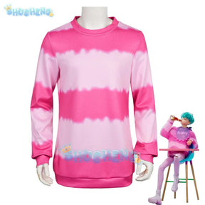 Anime KPop Demon Hunters Saja Boys Baby Saja Cosplay Costume Pink Striped Long Sleeves Uniform Halloween Party for Women Men