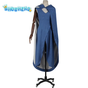 TV Series Daenerys Cosplay Targaryen Costume Blue Game of Thrones Dress with Cape for Women Halloween Party Stage Performance Suit