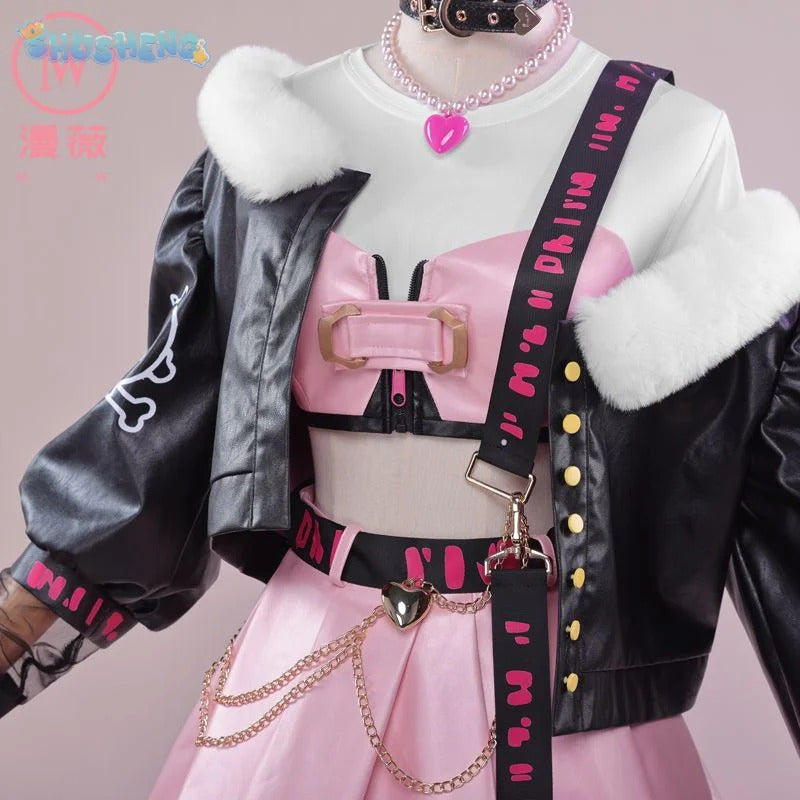 Luo Tianyi  Virtual idol Cosplay Vsinger underground rock Costume Coat dress earring prop set Halloween fashion women uniform