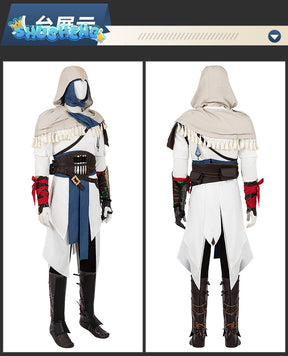 New Mirage Basim Ibn Ishaq Cosplay Costume Hat Coat Pants Belt Bracelet For Game Party Halloween Custom Made