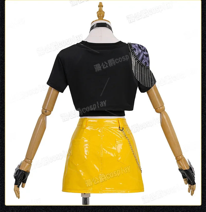 Anime KPop Demon Hunters Mira Cosplay Costume Black Gold Stage Outfit Huntrix Uniform Halloween Party Women Girls Carnival