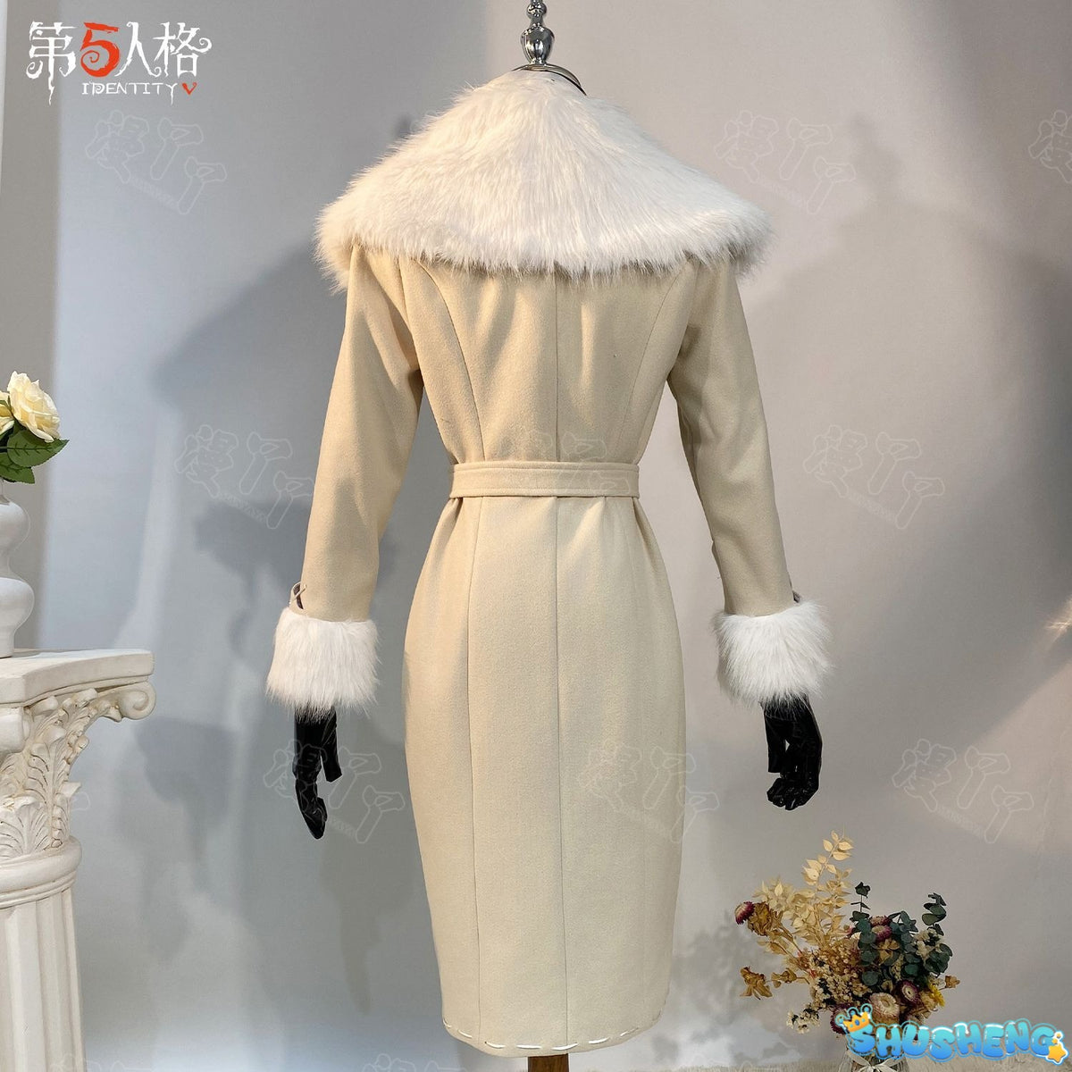 Evelyn Mora Cosplay Game Identity ⅤMs. Farrow Cosplay Costume Woman Coat Scarf Necklace Gloves Outfit Set for Women Clothing