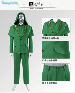 Doctor Doom Cosplay Costumes Victor von Doom Cloak Mask Anime Role Play Uniform Halloween Party Dressing For Men