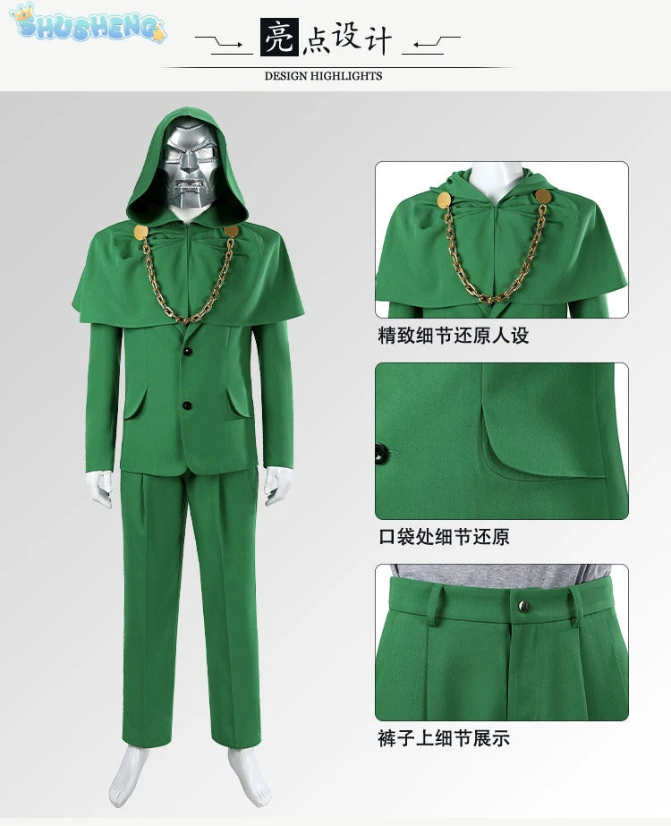 Doctor Doom Cosplay Costumes Victor von Doom Cloak Mask Anime Role Play Uniform Halloween Party Dressing For Men