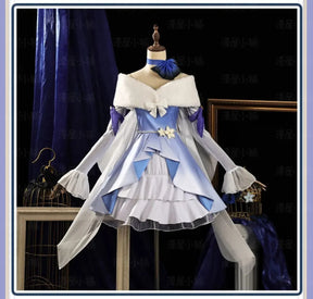 Shusheng-N Game Genshin Impact Keqing Cosplay Costume Halloween Carnival Sweet Lolita Dress Props Wig Accessories Women's New Keqing Set