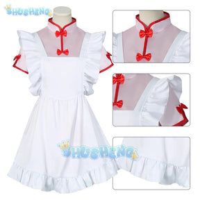 Anime Ranma 1/2 Shampoo Cosplay Costume Wig Dress Maid Uniform Cheongsam Headwear Ranma Saotome Halloween Party Women Girls Prop