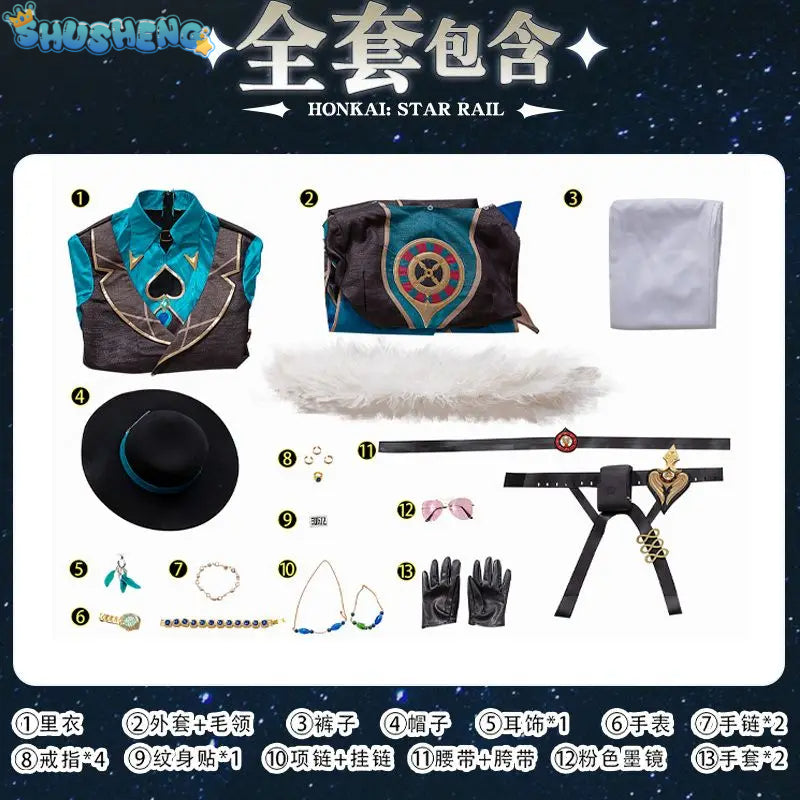 Honkai: Star Rail Aventurine cos sha jin Cosplay Full set of anime clothing for men