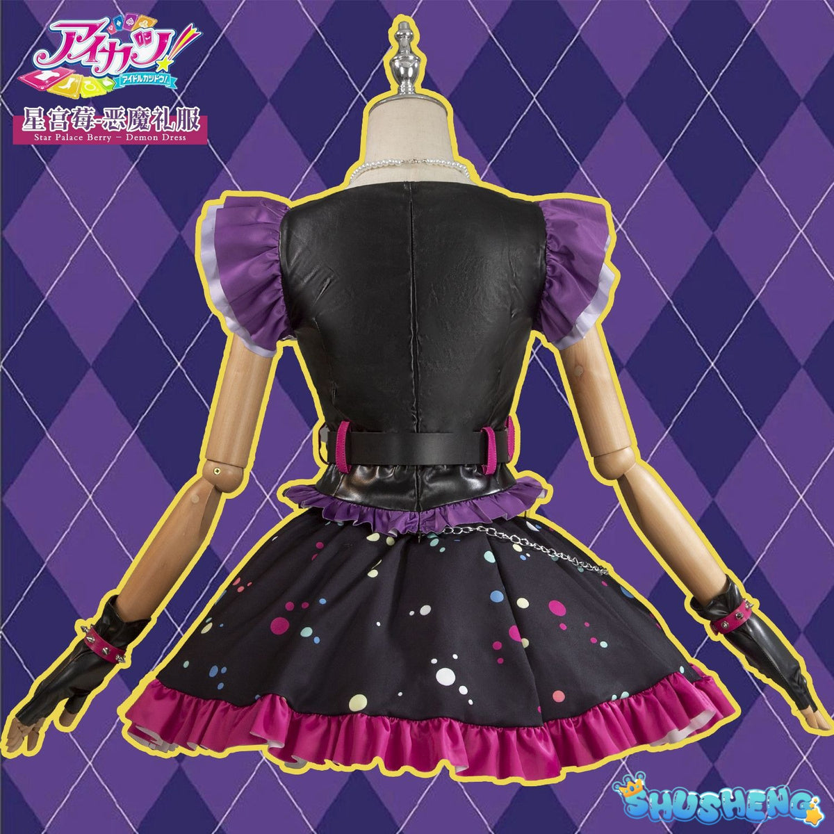 Anime Aikatsu! Hoshimiya Ichigo Cosplay Costume Sweet Devil Evening party Dress female Lolita in stock