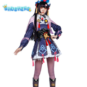 Anime Genshin Impact Yun Jin Cosplay Costume Full Set Cosplay Uniform Lolita Dress with Hat Wig Halloween Accessory Costumes