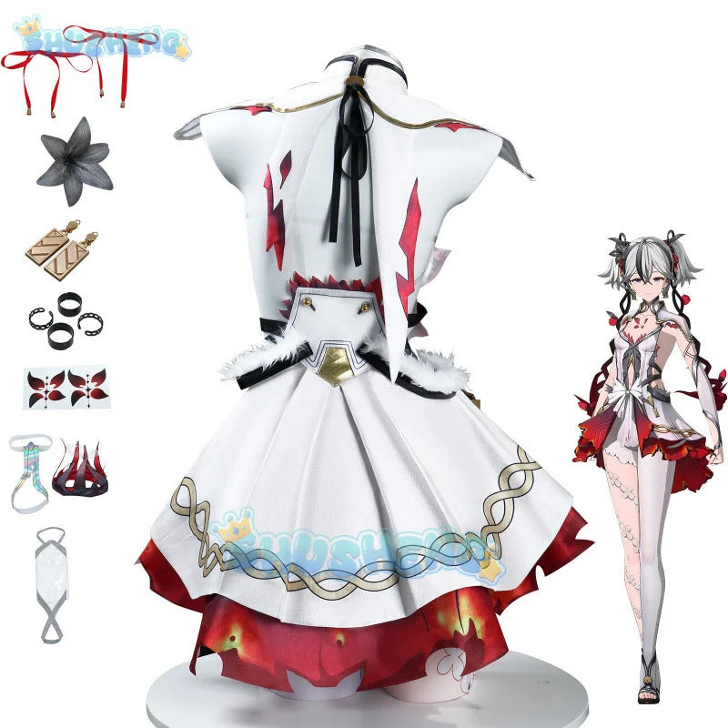 Wuthering Waves Camellya Cosplay Costume Wig Dress Earrings Rings Headwear Black Shores Jinzhou Halloween Party for Women Props