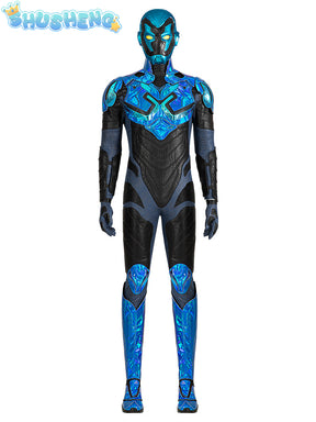 Blue Beetle Cosplay Costume Anime Male Superhero Roleplay Men Jumpsuit Mask Halloween Carnival Clothes for Disguise