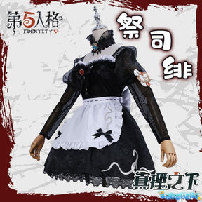 Fiona Gilman Priestess Cosplay Game Identity V Women Costume Black Dress Priestess Crismon Cosplay Wig