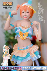 Anime LoveLive! Rin Hoshizora Cosplay Costume Women Halloween Party Sweet Top Skirt Headwear Set Summer Vacation Beach swimwear