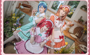 LoveLive!Superstar!!Uehara Ayumu Ruby Kurosawa Wakana Shiki Cosplay Costume Socks Apron Tie Hair Clip Wig Halloween Maid Set