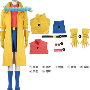 Adult Sexy Female X Police 97 Man Jubilation Lee Jubilee Halloween Carnival Cosplay Costume Yellow Trench Coat