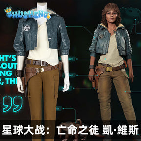 Halloween Party Game Starwars：Outlaws Kay Vess Cosplay Costume Adult TV Battle Suit Space Shirt Coat Pants Outfits Set for Women