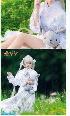 Kasugano Sora Cosplay Costume White Princess Lolita Dress Court Style Retro Elegant Women's Dress Anime Outfits Wig Prop Suits