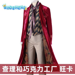 Chocolate Factory Willy Wonk Cosplay Costume Halloween Party Carnival Costumes Full Set with Hat