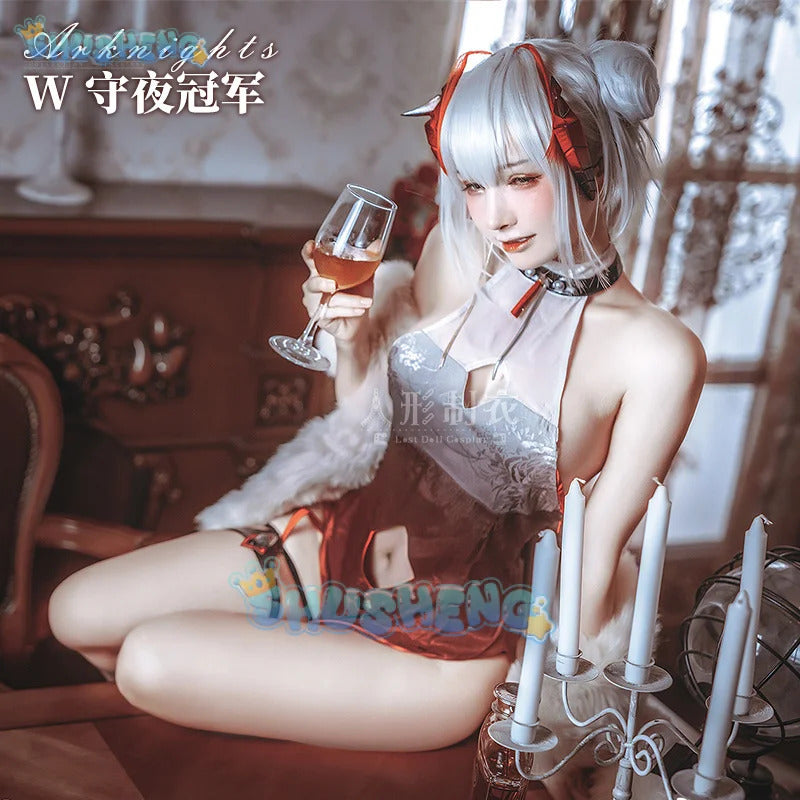 Arknights W's Qipao Skin Cosplay Costume Uniform Halloween Carnival Party Christmas Play Role Clothes Clothing for Women