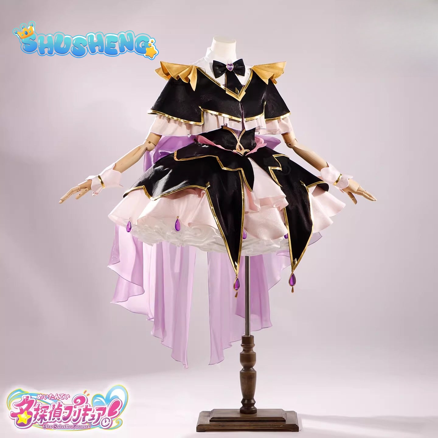 Anime Cosplay Series: Meitantei Pretty Cure!Moria Luluka，Black Q/Cure Arcana Shadow Cosplay Sweet Costume full set Shushengcos