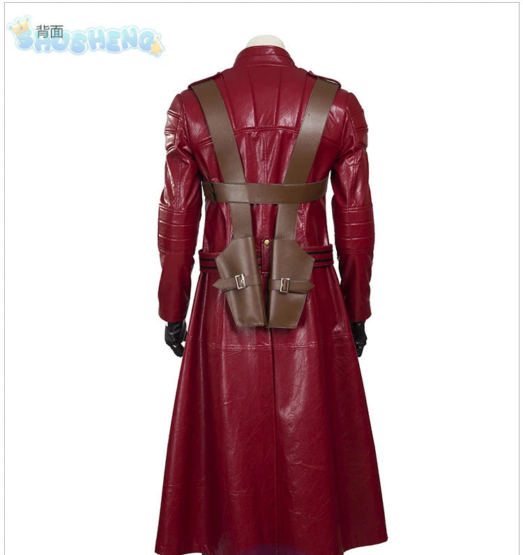 Game DMC 3 Dante Cosplay Costume Coat, gloves, waist bag, belt, Halloween party night red leather suitable uniform Dante Man set