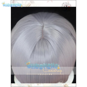 Wuthering Waves Sanhua Cosplay Wig 45cm Silver Gray Short Hair Glace Mutant Resonator Jinhsi Jinzhou Halloween Party for Women