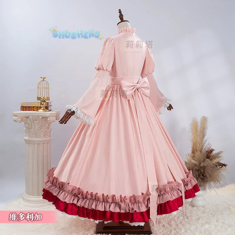 Victoric de Blois Cosplay costume Wig Anise Gosick Pink Dress Maid Lola Uniform Cloak hairpin Halloween Party Girls Women