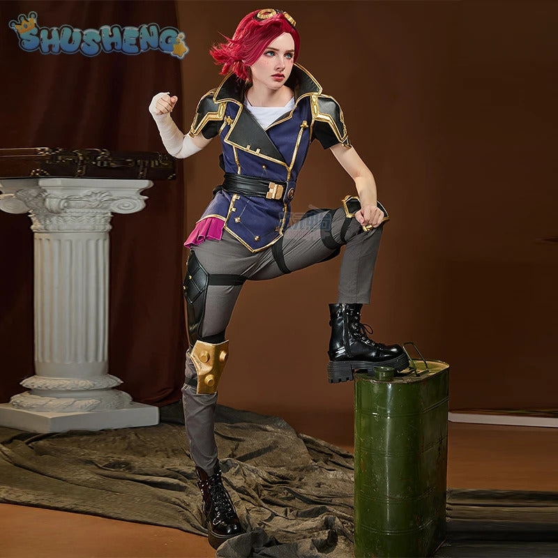 Vi heroine LOL Cosplay Arcane Season 2 costume Party Christmas Fashion Set and Accessories Props Men's and Women's Vi Uniform