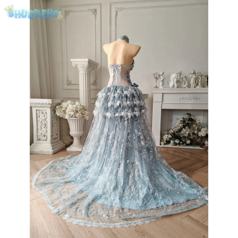 Anime HMS Cheshire Azur Lane Cosplay Costume Women 2025 New Wedding Long Dress Headwear Gloves Props Wig Uniform Halloween Set