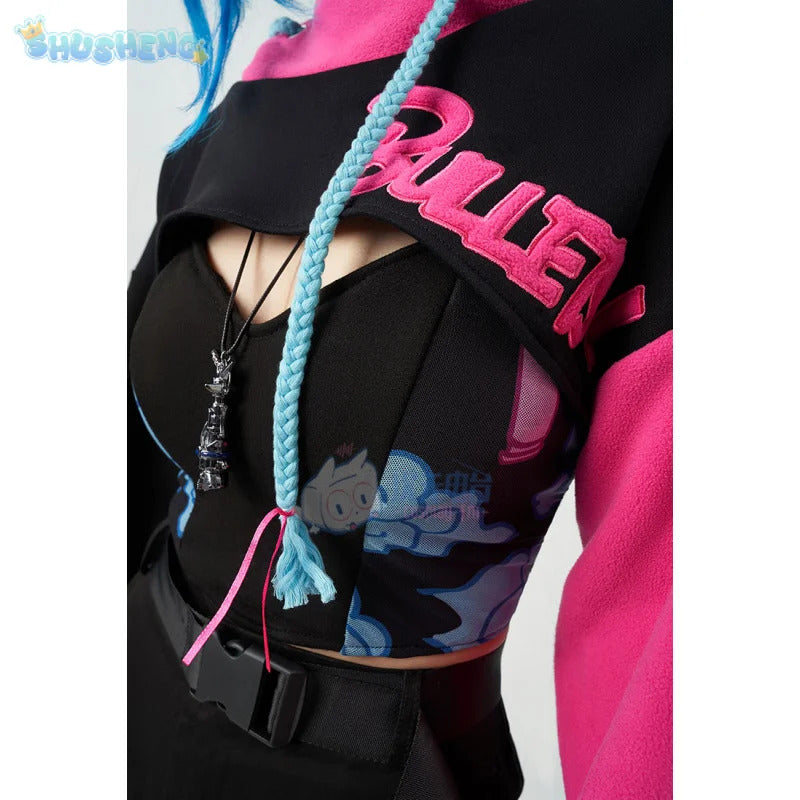 Jinx LOL Cosplay Arcane:League of Legends Costume Fashion warm hoodie pants accessory set party carnival men women casual outfit